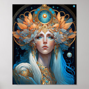 Night Goddess Queen Fantasy Art Poster