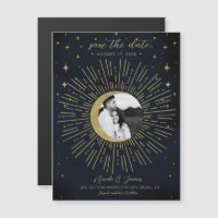 Night Gold Celestist Sunburst Foto Save the Date