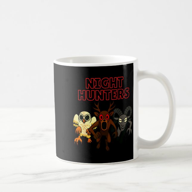 Night Hunters. 3 Animals In The Forest. Cool Gamer Kaffeetasse (Rechts)
