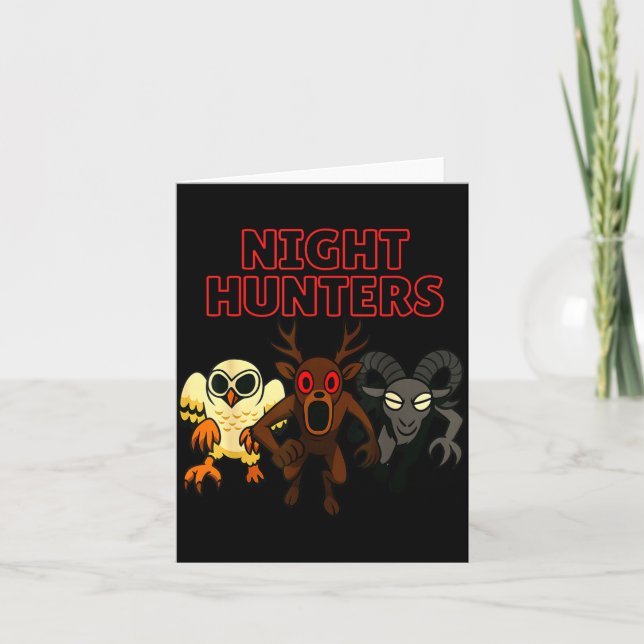 Night Hunters. 3 Animals In The Forest. Cool Gamer Karte (Vorderseite)
