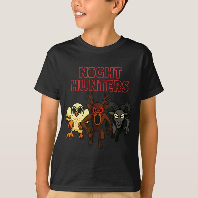 Night Hunters. 3 Animals In The Forest. Cool Gamer T-Shirt (Vorderseite)