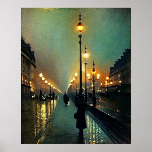 Night in Paris Moderne Impressionisten Stil Poster (Vorne)
