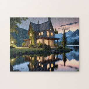 Night Lake House kühl und schön Jigsaw Puzzle