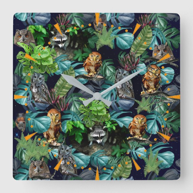 Night-live-Party Quadratische Wanduhr (Vorderseite)