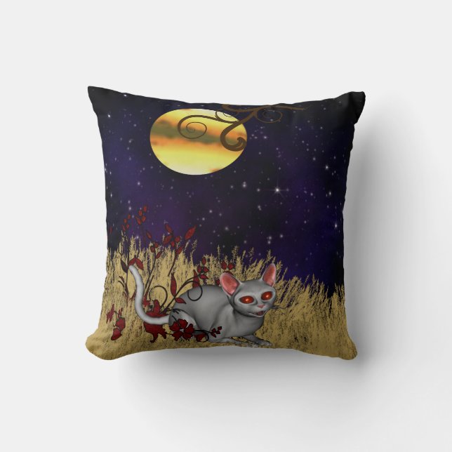 Night Moon Cat Halloween Kissen (Vorderseite)