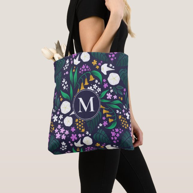 Night Moon Garden Floral Botanisches Muster (Von Nahem)