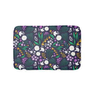 Night Moon Garden Floral Botanisches Muster Badematte