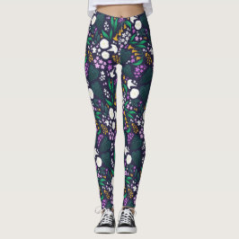 Night Moon Garden Floral Botanisches Muster Leggings