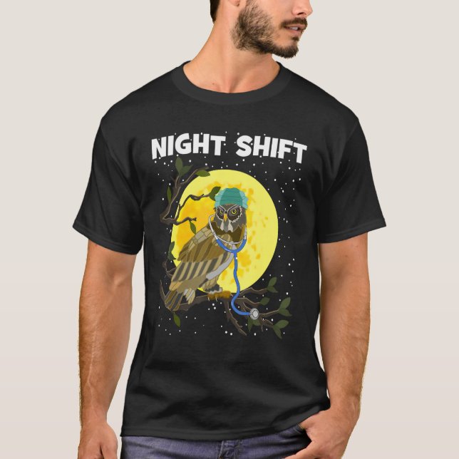 Night Nurses  for Nurses Stethoscope Night ER Owl  T-Shirt (Vorderseite)