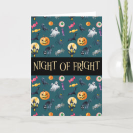 "Night of Fright" Green Halloween Muster Karte