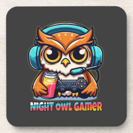 Night Owl Gamer Mascot Fun Gaming Illustration Getränkeuntersetzer
