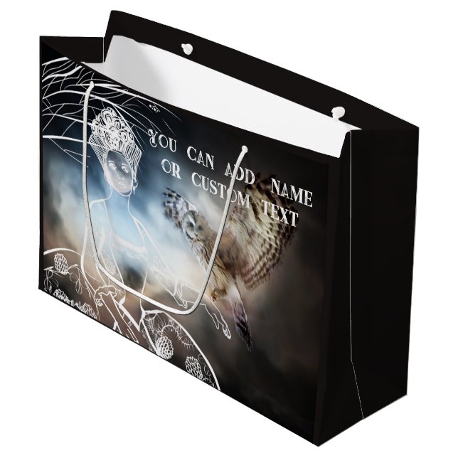 Night Owl Große Geschenktüte (Vorderseite Schrägansicht)