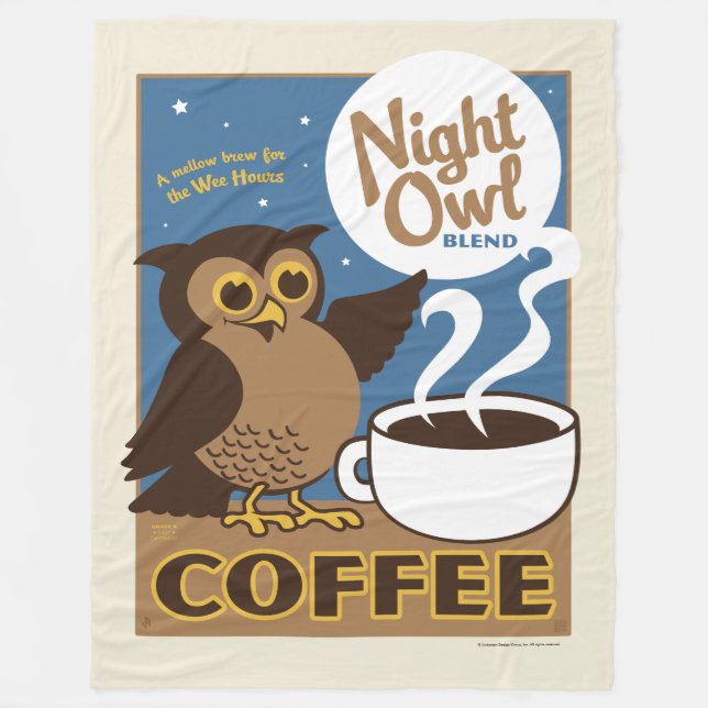 Night Owl Kaffee Fleecedecke (Vorderseite)
