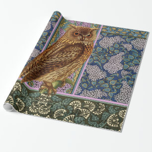 NIGHT OWL, LILLACS UND BLÄTTER Art Nouveau Floral Geschenkpapier