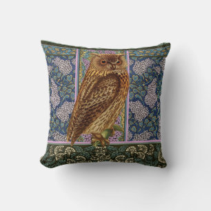 NIGHT OWL, LILLACS UND BLÄTTER Art Nouveau Floral Kissen