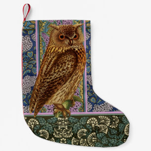 NIGHT OWL, LILLACS UND BLÄTTER Art Nouveau Floral Kleiner Weihnachtsstrumpf