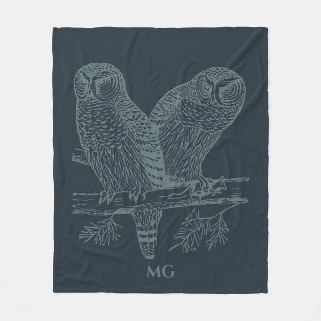 Night Owls Illustration Fleece Blanket (Vorderseite)