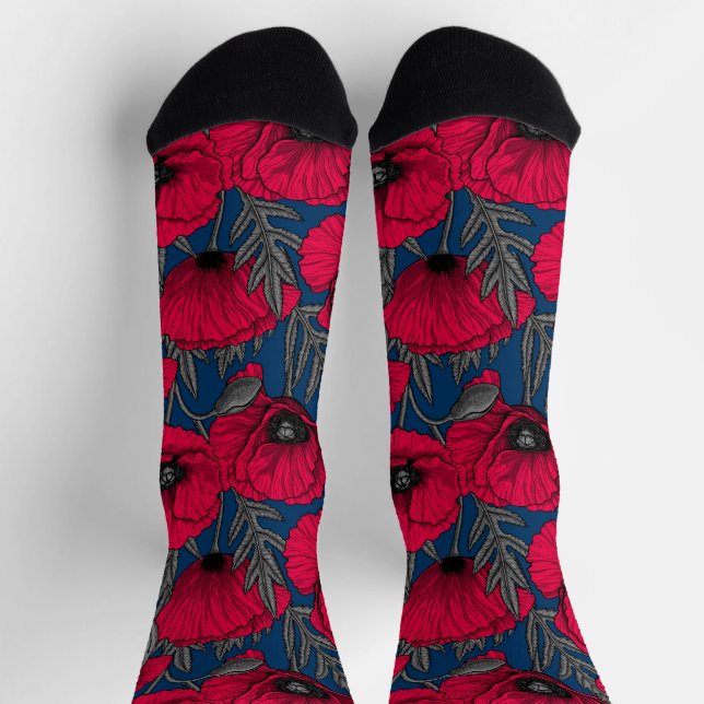 Night poppy garden socken (Oben)