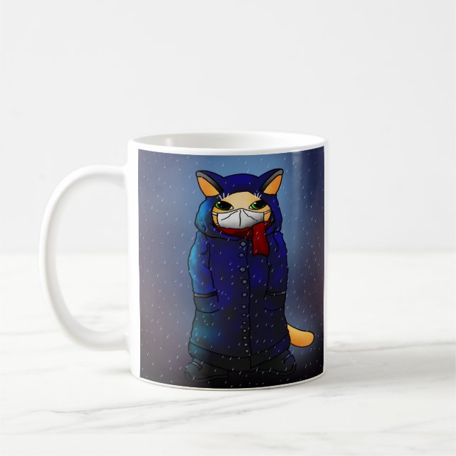 Night Rain Face Mask Cat Kaffeetasse (Links)