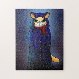 Night Rain Face Mask Cat Puzzle