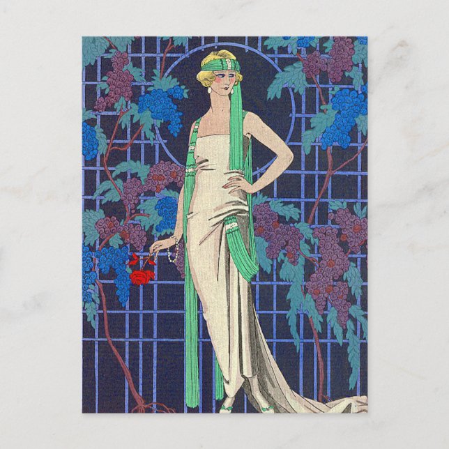 Night Rose by George Barbier Postkarte (Vorderseite)