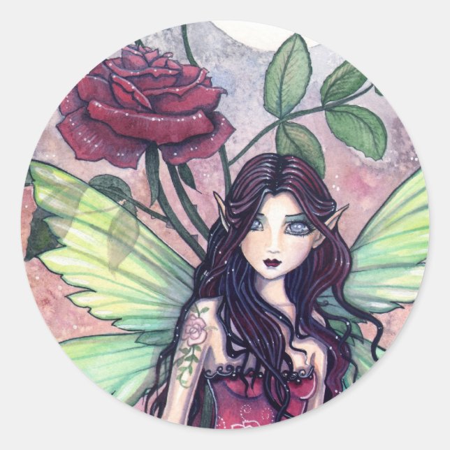Night Rose Fairy Sticker von Molly Harrison (Vorderseite)