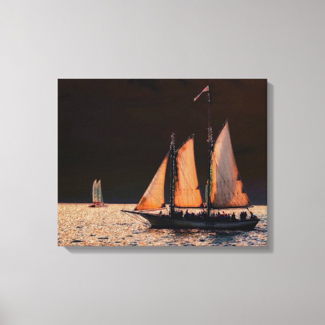 Night Sail - Key West, Florida Leinwanddruck (Vorderseite)