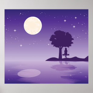 Night Savannah Landschaft Poster
