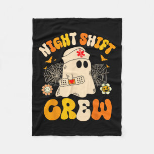 Night Shift Crew Ghost Halloween Nurse Funny Fleecedecke