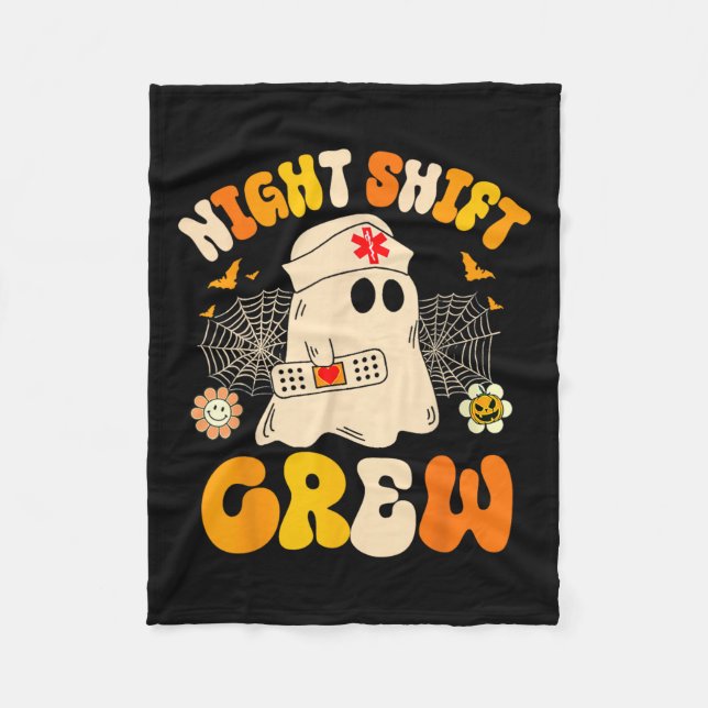Night Shift Crew Ghost Halloween Nurse Funny Fleecedecke (Vorderseite)