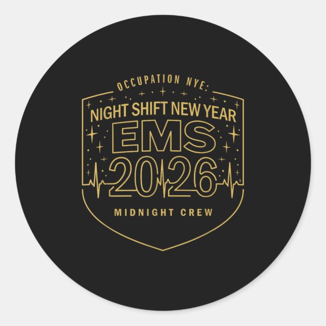 Night Shift New Year Ems 2026 Midnight Crew  Runder Aufkleber (Vorderseite)