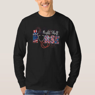 Night Shift Nurse 4. Juli Liebe Herz Stethosco T-Shirt