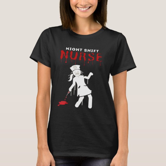 Night Shift Nurse Funny Halloween Classic T-Shirt (Vorderseite)