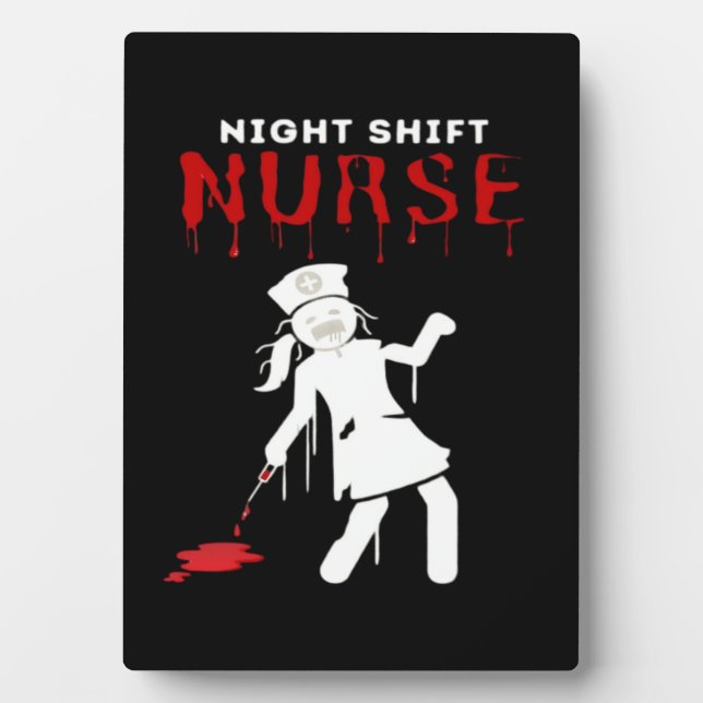 Night Shift Nurse Funny Halloween Klassischer T -  Fotoplatte (Vorderseite)
