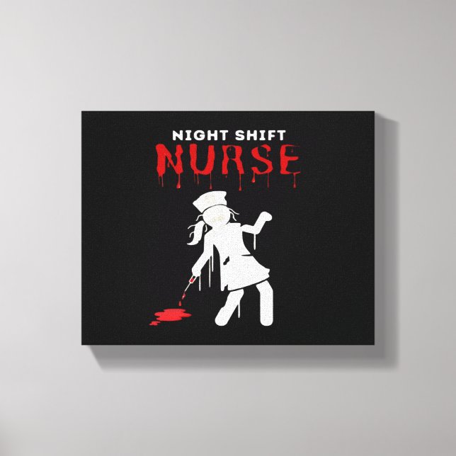 Night Shift Nurse Funny Halloween Klassischer T -  Leinwanddruck (Vorderseite)