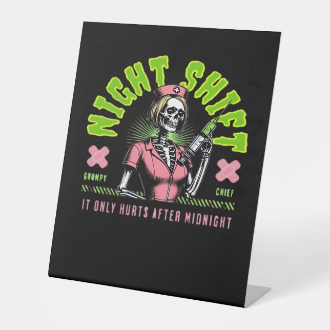 Night Shift Nurse - Geschenkideen der Nurse Week Sockelschild (Vorderseite)