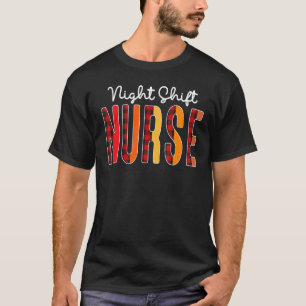 Night Shift Nurse Kariert Red Liebe Heart Stethosc T-Shirt