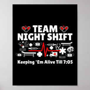 Night Shift Nurse Life Rn LPN Health Care Healthca Poster