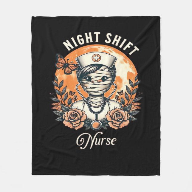 Night Shift Nurse Mummy Halloween Gesundheitsflora Fleecedecke (Vorderseite)