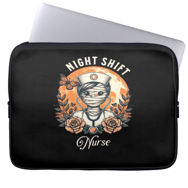 Night Shift Nurse Mummy Halloween Gesundheitsflora Laptopschutzhülle (Vorderseite)