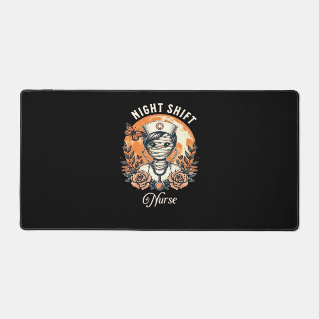 Night Shift Nurse Mummy Halloween Gesundheitsflora Schreibtischunterlage (Vorderseite)