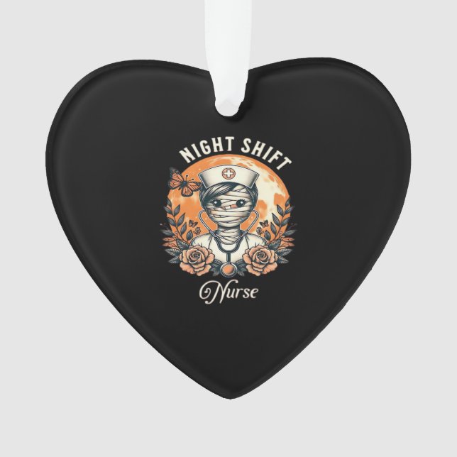 Night Shift Nurse Mummy Halloween Healthcare Flora Ornament (Vorderseite)