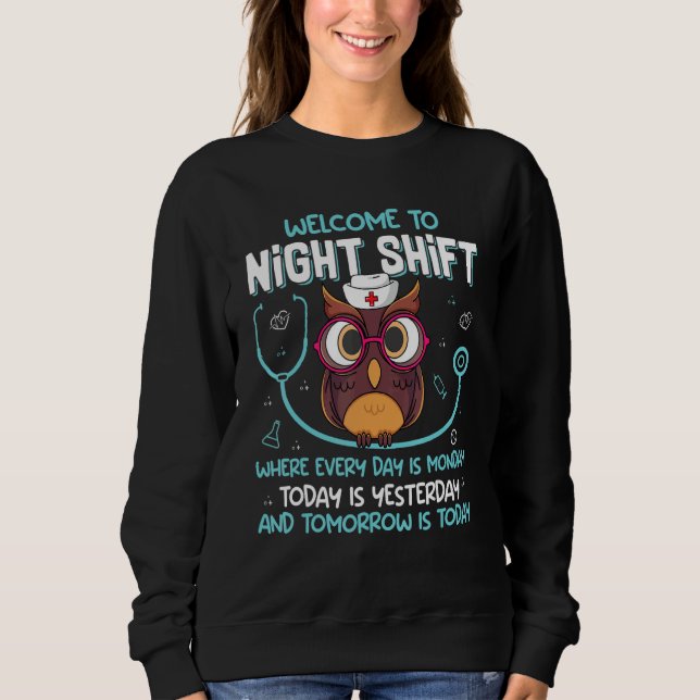 Night Shift Nurse Owls  Nursing RN LPN CNA Women 1 Sweatshirt (Vorderseite)