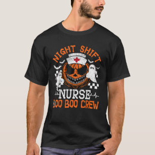 Night Shift Nurse Scrub Pumpkin Boo Crew Halloween T-Shirt