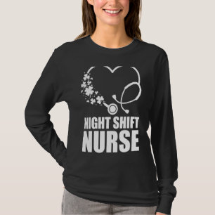 Night Shift Nurse St Patrick S Day Stethoscope Hea T-Shirt