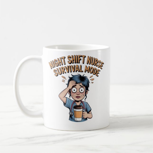 Night Shift Nurse Survival Mode Funny Nurse Coffee Kaffeetasse (Links)