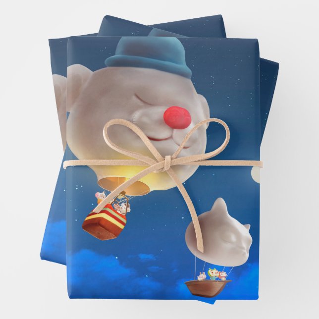 Night Sky Balloon Adventure Geschenkpapier Set (Beispiel)