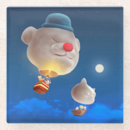 Night Sky Balloon Adventure Glasuntersetzer