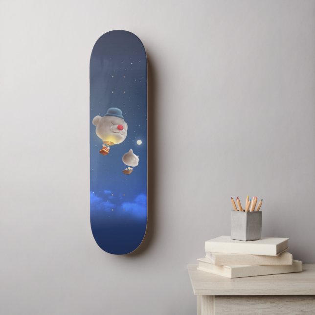 Night Sky Balloon Adventure Skateboard (Wandkunst)