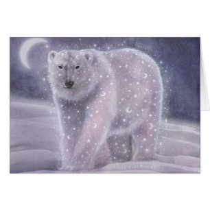 Night Sky Bear Magical Polar Bear Winter Card